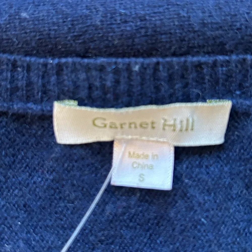 Garnet Hill 100% cashmere dark blue boxy sweater SMALL AS IS